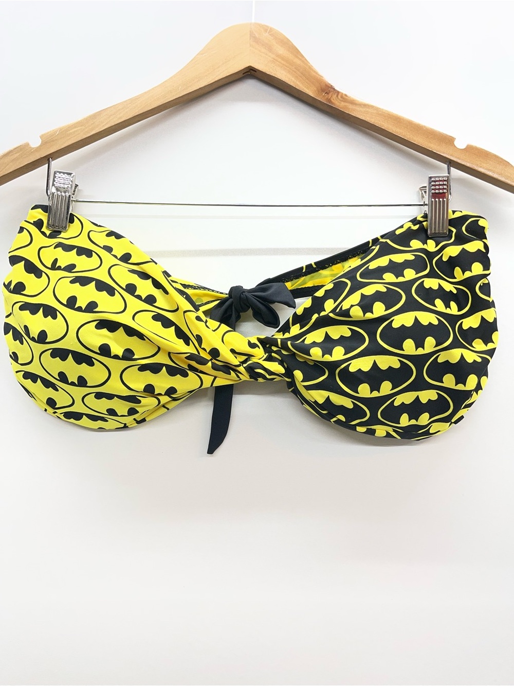 DC Comics Yellow and Black Batman Logo Bandeau Bikini Top